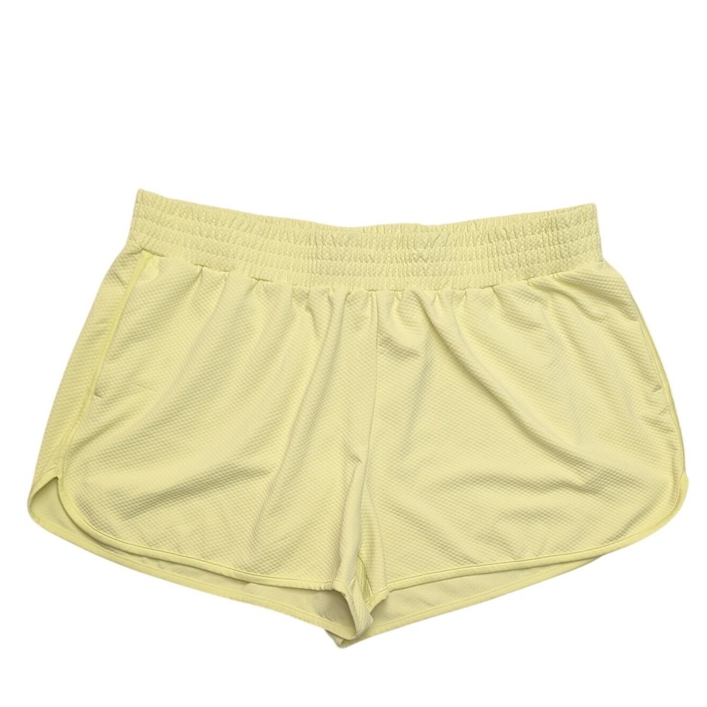 Athletic Works Running Shorts Women XL Yellow Honeycomb Mesh Elastic Waist Liner